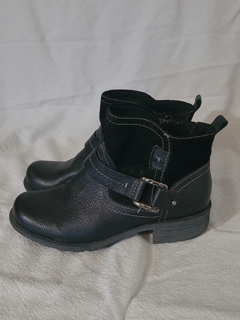EARTH ORIGINS By EARTH Paris Black Suede Leather Ankle Boot Zipper Size 7.5W - Picture 4 of 11